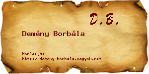 Demény Borbála névjegykártya